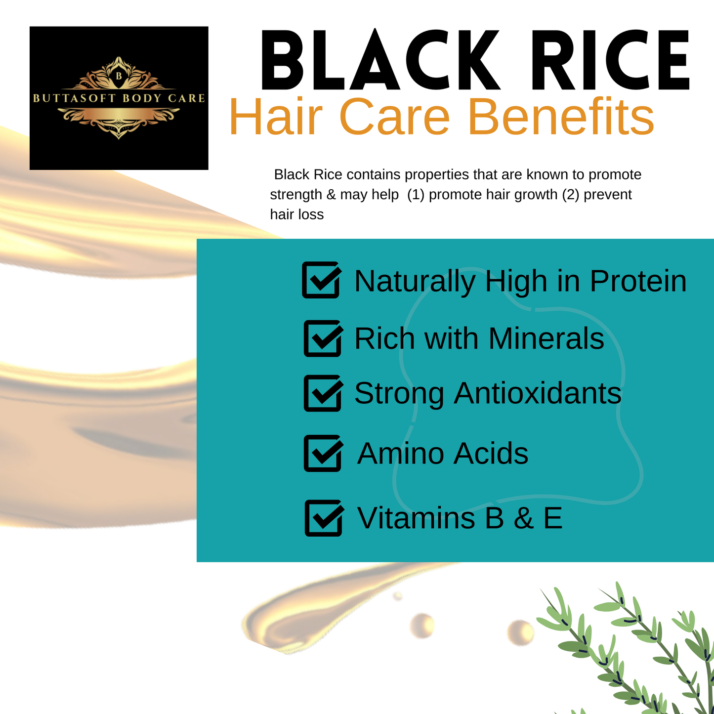 Black Rice & Aloe - Leave In Hair Spray (with Black Cumin Oil & Black Castor Oil)