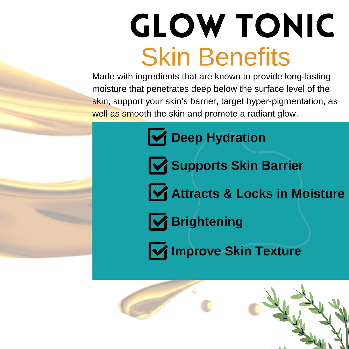 NEW! Glow Tonic - Hydrating Body Toner w/Rice, Ceramides, Niacinamide, Panthenol