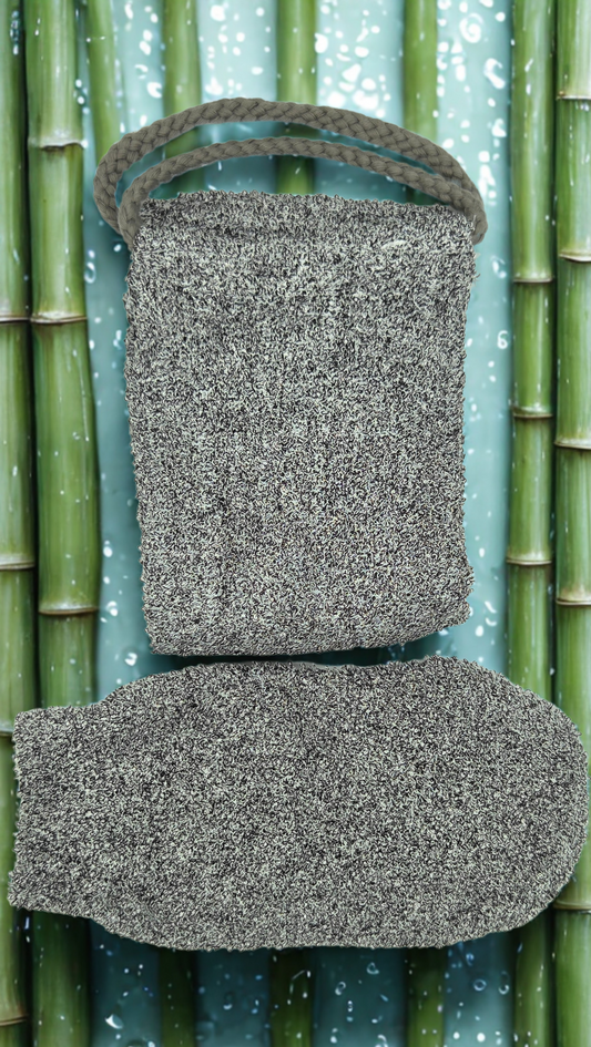 Bamboo Fiber Exfoliating Set - Glove & Back Scrubber